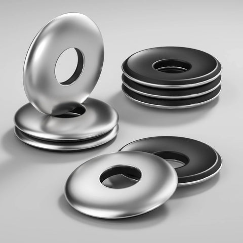 Front view of 304 stainless steel sealing washers with bonded neoprene EPDM gaskets; 400 pcs