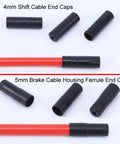 Bike Cable Ferrule End Caps Set For 5mm Brake Cables And 4mm Shift Cables Crimp Plastic Caps 200 Pieces shown with cables