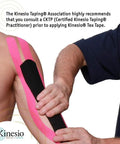 Legit Elastic Therapeutic Tape For Muscle Recovery And Pain Relief Red Athletic Kinesiology Bandage Roll 2 X 16.4 Feet Made In Usa, applied to arm.