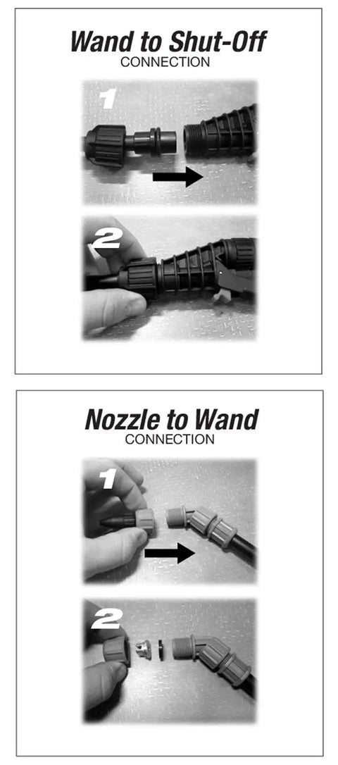 21 Inch Wand With Lockable Brass Shutoff And Inline Filter Replacement Kit connection diagram for shut-off and nozzle setup