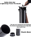 Pro Level Espresso Knock Box Floor Standing Coffee Grounds Bucket with rubber main rod and leak-proof barrel, matte black finish.