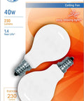 A15 Ceiling Fan Light Bulbs Soft White 40 Watt Candelabra Base Dimmable 2 Pack in packaging