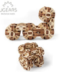 Flexi Cubus Mechanical Anti Stress Puzzle Twist Spin And Reconfigure Eight Jointed Spheres Into Dynamic Cube Forms For Stress Relief Spatial Awareness Practice Brain Teasing Fun Dope On The Go Chill wooden cube puzzle shown in two forms