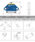 Diagram of Heavy Duty 28lb Welding Magnets Set With Four Magnetic Clamps A Workhorse 3 Inch Reach 45 90 135 Degree Angles