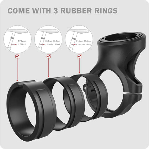 Quarter Turn Seat Post Mount For Wahoo TRACKR Radar Fits 27.2mm 30.9mm 31.6mm Bars with three rubber rings shown