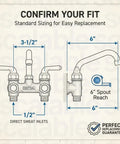 Diagram showing Two Handle Laundry Faucet Built To Last Tough As Nails Rough Brass Wall Mounted With 6 Inch Reach Tube And Swivel Spout