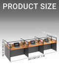 Boss Level Six Person Modular Office Cubicle Workstation With Foldable Privacy Screens And Wheeled Storage Drawers For Chill Admin Zones And Daily Grind Stations size illustration with dimensions.