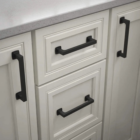 Matte Black Cabinet Handles 5-1/16 Inch Center To Center 128mm Pulls For Drawers Kitchen Cabinets Doors And Dressers 1 Pack