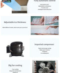 Heavy Duty Commercial Ice Maker Kicks Out 1980 Lbs Of Rock Solid Square Cubes Daily In A Massive 1100 Lb Hopper With Zero Hassle 110V Automatic Operation For Home Bars And Restaurants control panel, adjustable ice thickness, compressor, cooling system