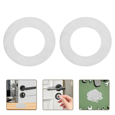 Stainless Steel Ultrathin Flat Washers Kit For Door Knobs And Spindles 100 Pieces Metal Washers For Furniture Maintenance And Door Hardware Repair DIY Quick Fix Universal Fit And Broad Compatibility, thin stainless steel washers shown with door knob use