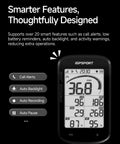 BSC100MAX GPS Bike Computer With 3 Inch Display showing smart features on screen