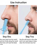Two In One Nasal Hair Cutter Set For Men And Women With 360 Degree Rotating Manual Nose Trimmer And Soft Cleaning Brush Portable Design For Quick Precise Trimming And Gentle Cleanup On The Go used by a man