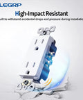 No Tamper Resistant Decorator Receptacle 15A 125V NEMA 5 15R shown with high-impact resistant design on glossy white surface