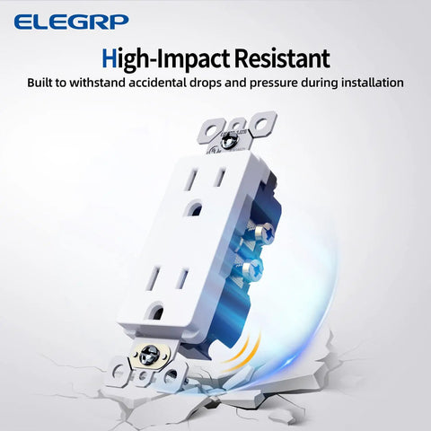 No Tamper Resistant Decorator Receptacle 15A 125V NEMA 5 15R shown with high-impact resistant design on glossy white surface