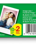 Fresh White Instant Camera Film Twin Pack For Mini Models shown with image size and pack details on green background.