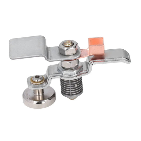Heavy Duty Magnetic Welding Ground Clamp With Strong Suction And Run On Tab For Stable Grip No Degaussing, detailed view of metal clamp components.
