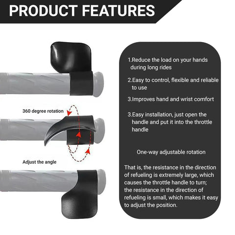 Heavy Hitter Motorcycle Throttle Assist Cruise Controller Handlebar Comfort Palm Grip Accelerator Helper 2 Piece Set features adjustable rotation for comfort.