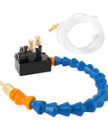 Mist Coolant Spray System for Metalworking CNC Lathes and Milling Machines with precision components and tubing.