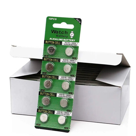 Top Shelf 10 Pack Ag10 Alkaline Button Cell Batteries Delivering Bulletproof 1 5 Volt Energy For Watches Calculators Cameras And Clocks Lr1130 Lr54 compatible, shown in blister pack.