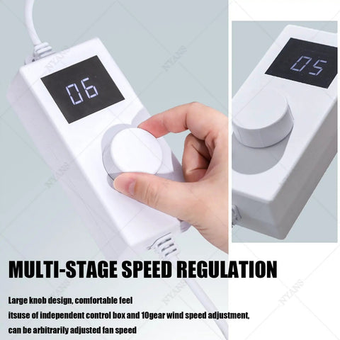 Top Tier Nail Dust Collector Machine With Integrated Lamp And Badass Suction Fan For Manicurists And Home Salon Crews, speed control knob.