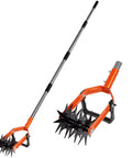 Rotary Cultivator Garden Tool With Adjustable Long Handle Tiller Featuring Star Shaped Rolling Tines For Lawn Care Weeder And Soil Aerator