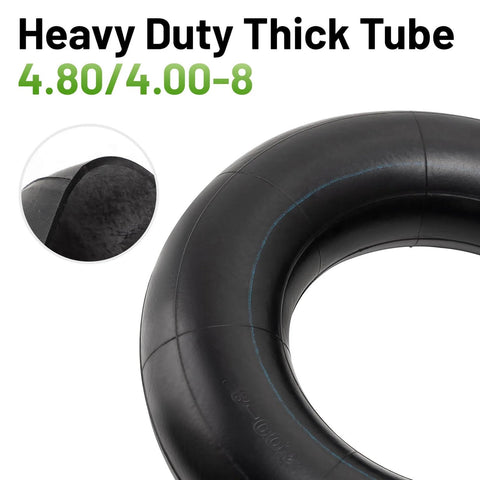 Heavy Duty Inner Tube For 4.80/4.00-8 Inch Tires With TR87 Angled Valve, Built Tough For Wheelbarrows, Lawn Mowers, Tractors, 2 Pack Set