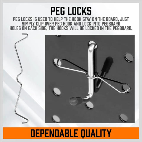 Close-up of durable chrome pegboard hook in 150 Piece Pegboard Hooks Set With Bins, 15 Types Heavy Duty Metal Hooks