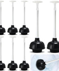 Heavy Duty Toilet Plunger Bulk Pack Of Six Black Double Thrust Rubber Force Cups Built Like A Tank For Knocking Out Stubborn Drain Clogs And Commercial Cleaning Teams.