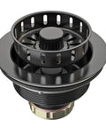 Matte Black Three And A Half Inch Kitchen Sink Drain Strainer Assembly In 304 Stainless Steel With Removable Basket Stopper Pop Up Drain Easy Install Fits Most Standard Three And A Half Inch American Sinks Not For Garbage Disposal