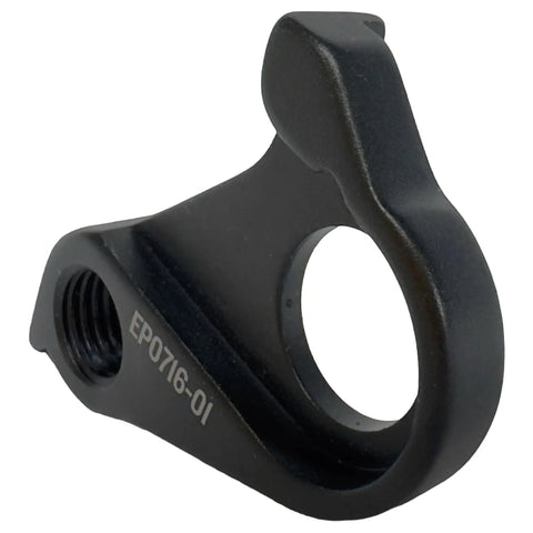 Beefed-Up Derailleur Hanger 461 D494 Compatible With Hanger No 40 Quick Install For Road And Mountain Bikes, 6061 Aluminum Replacement Part GP0211-01 EP0716-01 EP0716-02, black 6061 aluminum hanger with screw hole, side angle view