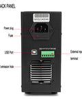 Electronic Load Tester ET5407A Plus 200W 30A 180V Single Channel Programmable Power Sink With 1mV to 10mV and 1mA to 10mA High Resolution LCD Backlit Display USB Remote PC Control Gray back panel with power inlet, USB port, and terminal