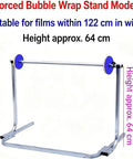 No Sweat Adjustable Packing Station Stand And Tabletop Bubble Wrap Dispenser For Moving Hustles Rust Resistant Steel Rack Holds 12 To 48 Inches Smooth Sailing Setup, reinforced bubble wrap stand, height approx 64 cm.