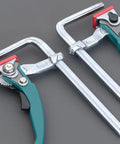 Heavy Duty Adjustable Steel Table Clamps For Woodworking Workbenches With Quick Release Ratchet And Non Slip Buckle close-up view