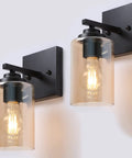 Two Pack Wall Light Sconces For Bathroom And Hallway, Cozy Vintage Farmhouse Vanity Lights, Rustic Oil Rubbed Bronze Fixtures With Amber Glass Shades