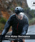 Cyclist in rain using Super Bright Led Headlamp Two Pack With Awesome Lighting Modes Waterproof And Lightweight Battery Powered Headlight