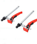 Side view of 2 Pack Go-To Bench Dog Clamps For 5/8 Inch Holes Quick Ratchet Hold Down Jaws CrV Steel 6-5/16 Inch Capacity