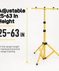 Adjustable Foldable Metal Archery Target Stand With Tripod Design showing height range 25 to 63 inches for backyard practice.