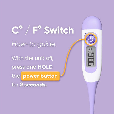Digital Basal Thermometer For Fertility And Ovulation Tracking With High Accuracy, Pregnancy Monitoring, LCD Display, Waterproof, Longer Stabilization Time For Precise Readings, No-Fuss Oral Or Rectal Use, C/F switch how-to guide