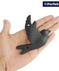 Straight Up Solid Cast Iron Flying Bird Wall Hooks Set Of 5 Rustic Farmhouse Coat Pegs For Entryway Bathroom Bedroom To Snag Keys Towels Hats And Bags With Screws in a hand