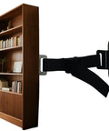Heavy Duty Anti Tip Furniture Straps With Adjustable Wall Mount Kit for securing a bookshelf with black nylon strap.