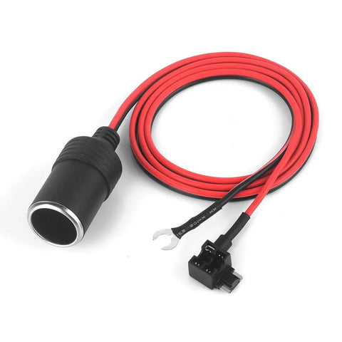 12V Add A Circuit Fuse Tap Adapter For Car Cigarette Lighter With 3.3 Ft 1 m 18 AWG Cable And Fuse Holder Easy Install