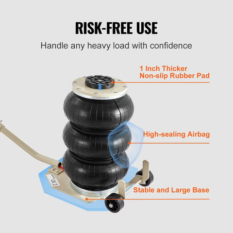 Straight Up Heavy Duty Triple Bag Air Jack 6600 Lbs Pneumatic Lifter With Six Steel Guide Rails Rock Solid Build For Quick Garage Jobs And Zero Hassle Vehicle Lifting