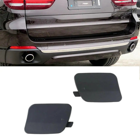 BMW Primed 1 Pair Rear Bumper Tow Hook Cover Caps For F15 X5 2014 2018 Left And Right Side Eye Lid Trailer Cap Replacement