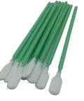 Premium Foam Cleaning Swabs For Printers Cameras And Optical Lenses with green plastic shafts and soft tips for precision cleaning.