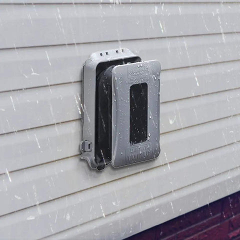 1-Gang Weatherproof In-Use Outlet Cover Expandable Nonmetallic Flat Mount 16 In 1 Design Versatile Vertical Or Horizontal Install Gray 1 Pack UL Listed For Wet And Damp Locations Quick Fit on rainy wall