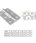 4 Pack 120 Mm 304 Stainless Steel Hinges Featuring A Kickass Mirror Polish Finish For Marine Boat Hardware And Heavy Duty Cabinet Doors, detailed view with dimensions.
