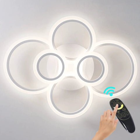 Modern 30.5 Inch Acrylic LED Ring Ceiling Light Fixture Dimmable Flush Mount Chandelier with Remote
