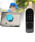 Foolproof Smart Biometric Door Lock With Wireless App Control And Instant Keyless Entry Heavy Duty Aluminum Alloy Fingerprint Deadbolt, showcasing user-friendly keypad and blue knob.