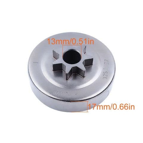 Top view of Beefed Up 325 Pitch 7 Tooth Clutch Drum Spur Sprocket for Stihl MS231 MS241 MS251 Chainsaws with measurements