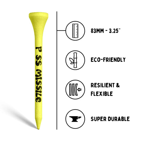 Premium Bamboo Golf Tees 3.25 Inch Tall 18 Pack with Eco-Friendly Features and Flip Open Pack
